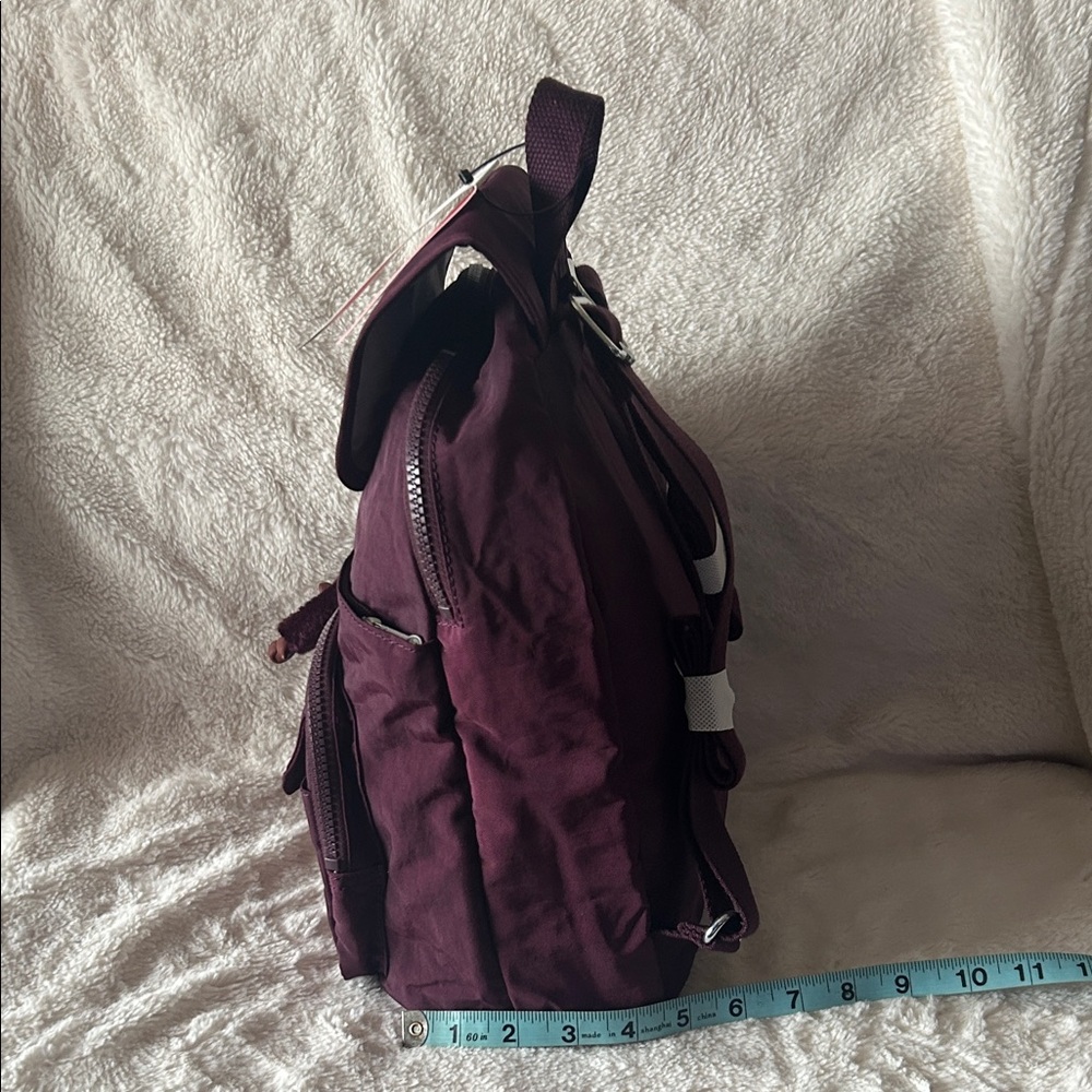 Kipling Queenie Burgundy Backpack with Keychain - Picture 9 of 16